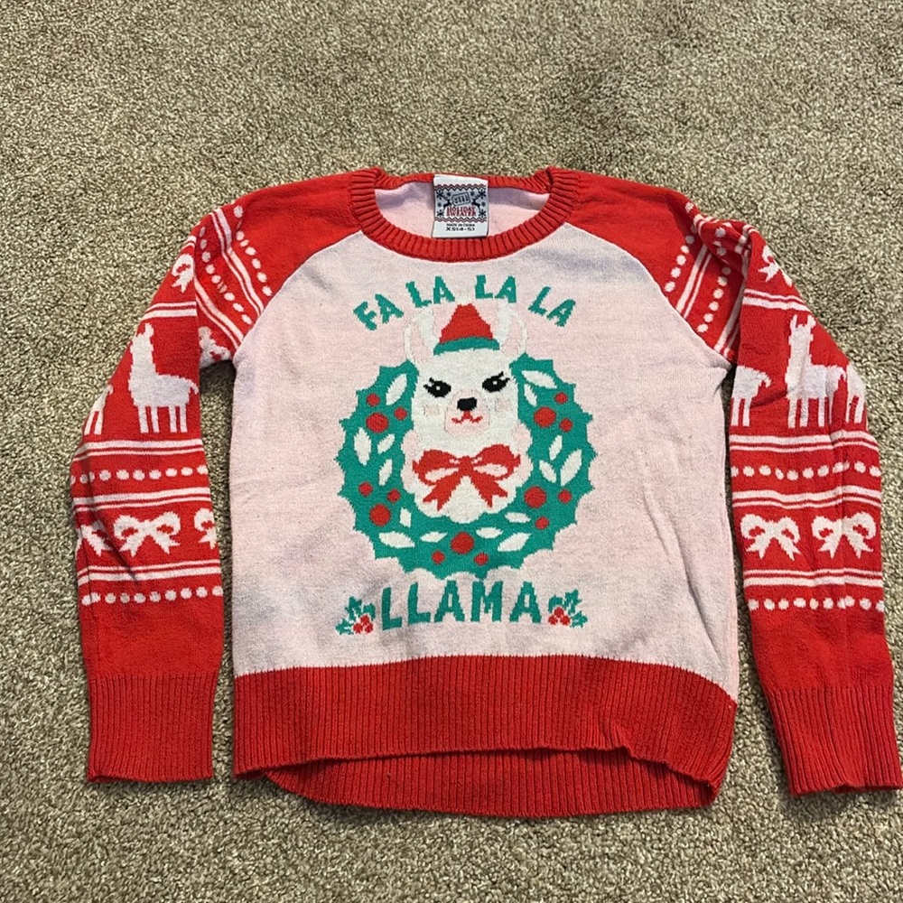 Kids’ Llama Christmas Sweater, Size 4/5 (XS)